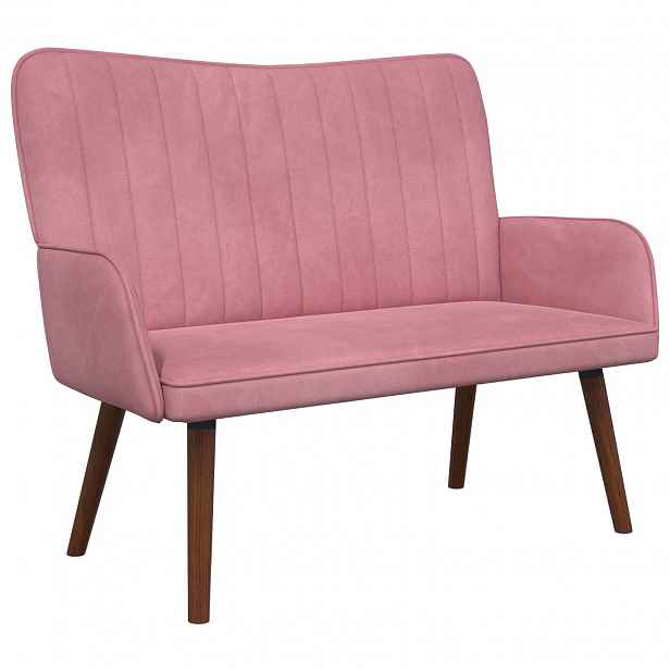 vidaXL Sofa pro dvě osoby Růžová 115 x 61 x 87 cm Samet