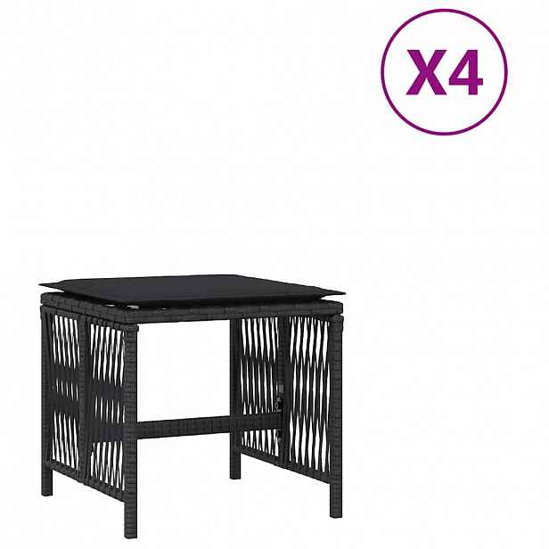 vidaXL Zahradní stoličky s poduškami 4 ks černé 41x41x36 cm polyratan