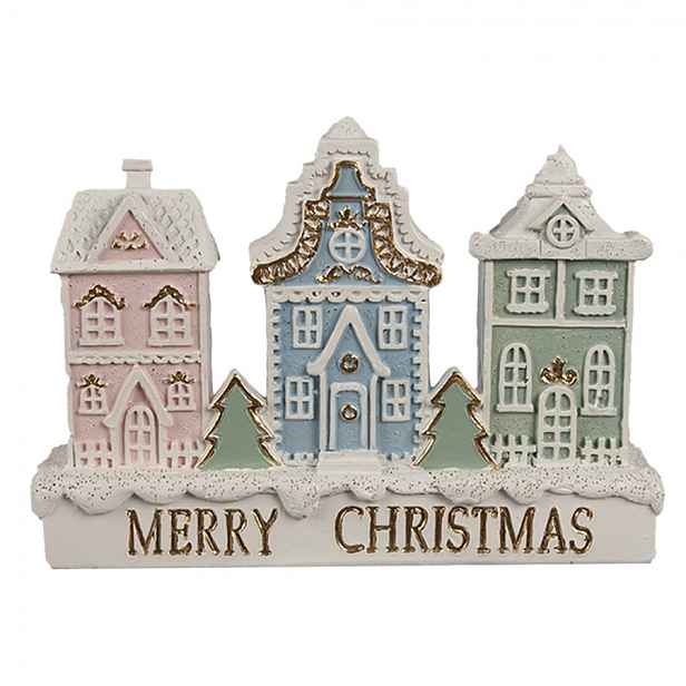 Barevná dekorace perníkových domků v řadě Merry Christmas - 13*4*10 cm Clayre & Eef
