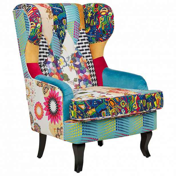 Beliani KŘESLO Patchwork vícebarevné/modré Molde
