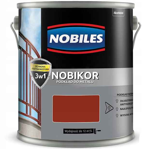 Nobiles Nobikor barva na kov, ftalový podklad, Červený Oxidový, 5L