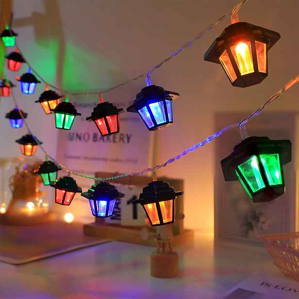 TEMU 1ks LED Vintage Palácový Lampionový Řetězové Světlo, Vnitřní Vintage Palácový Lampionový Dekorační Atmosférické Světlo pro Vilu, Krásné Krajinné
