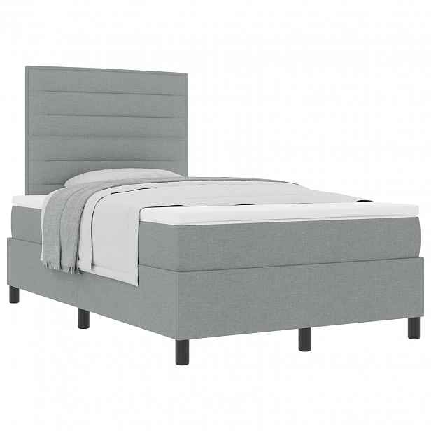 vidaXL Postel s boxspringem s matrací Světle šedá 120 x 190 cm textil