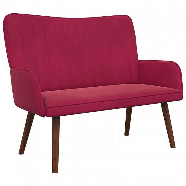 vidaXL Sofa pro dvě osoby Víno Červené 115 x 61 x 87 cm Samet