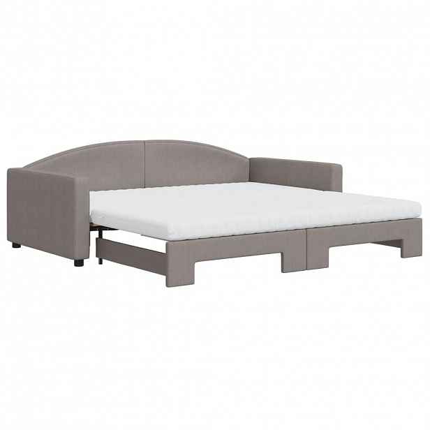 vidaXL Válenda s přistýlkou a matracemi taupe 100 x 200 cm textil