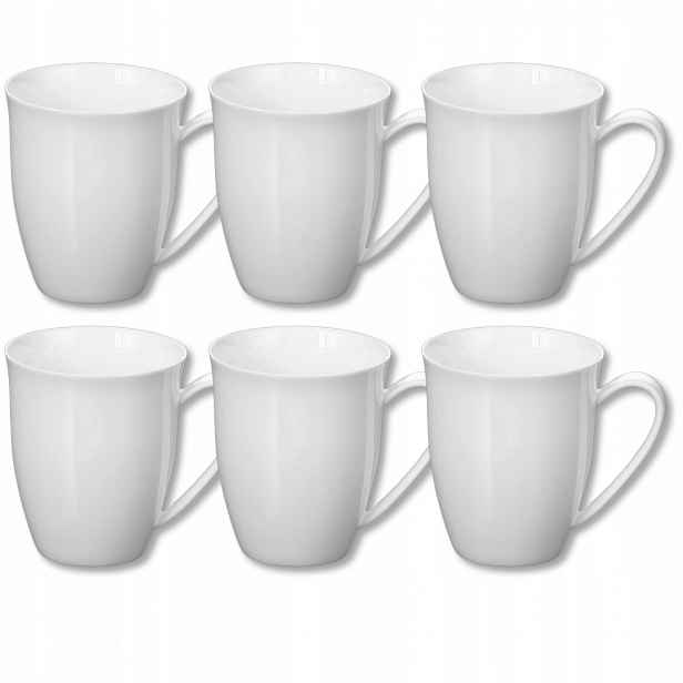 6 x Porcelánový hrnek na kávu a čaj 380 ml Wilmax Bílý Klasický Elegantní