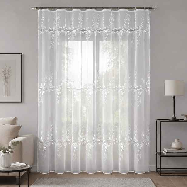Dekorační žakárová záclona s řasící páskou KAMILA 250 bílá 200x250 cm MyBestHome