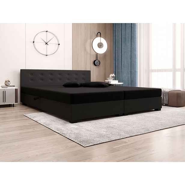 Manželská postel s úložným prostorem 160x200 ROSIE 11 - černá / tmavě šedá