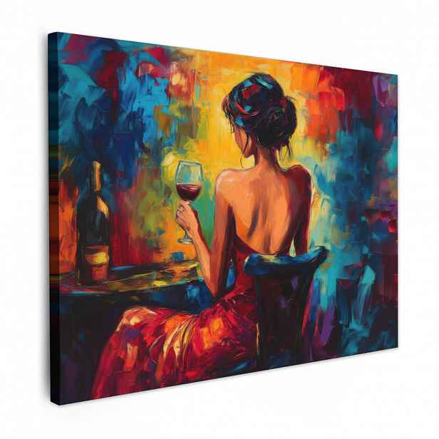 MuchoWow OBRAZ NA PLÁTNĚ Víno - Žena - Atmosférické - Barevné 40x30 cm
