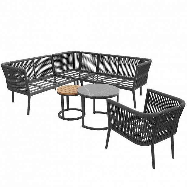 Redom ZAHRADNÍ sada 114,5/61/67 cm s modulárním uspořádáním, ergonomickým opěradlem a nastavitelnými nohami, Šedá