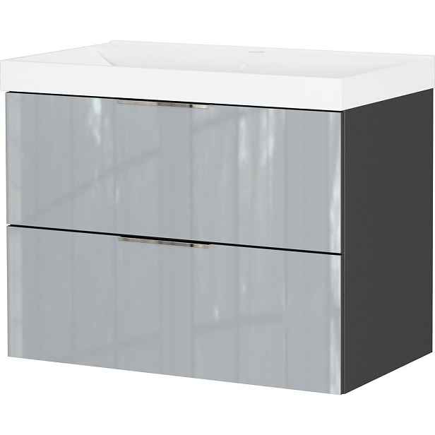 Šedá lesklá závěsná skříňka pod umyvadlo 81x65 cm Celano – Germania
