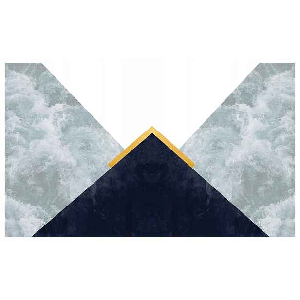 Tapeta Geometrie Trojúhelníky Zlato Abstrakce Modrá Bílá 254x184 lepidlo