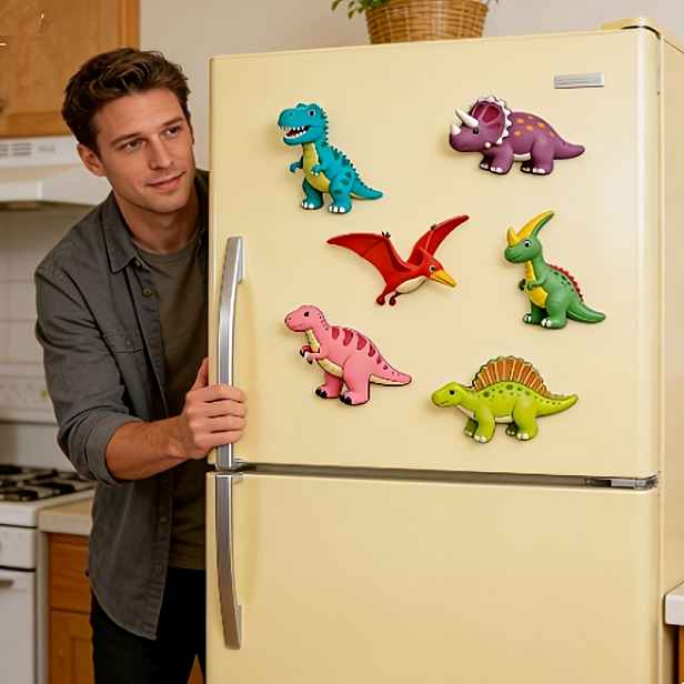 TEMU Sada 6 ks odolných akrylátových magnetů na lednici s dinosaurů