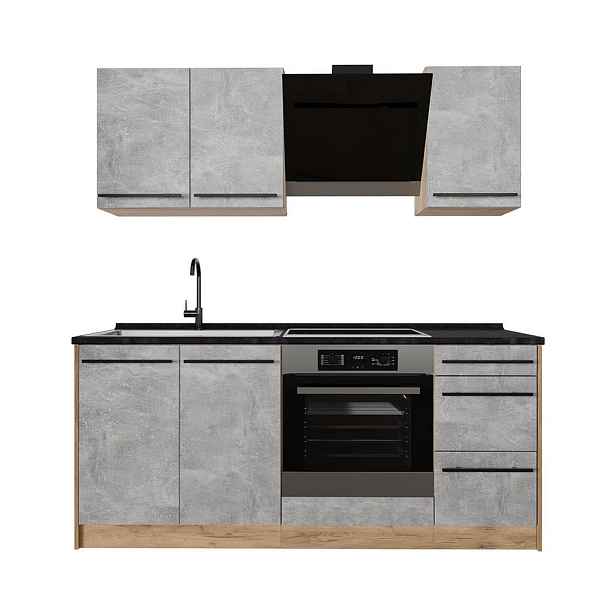 Vicco JEDNOTKOVÁ KUCHYNĚ R-Line, Modrošedá/Zlatý mocný dub, 180 cm, PD Antracit