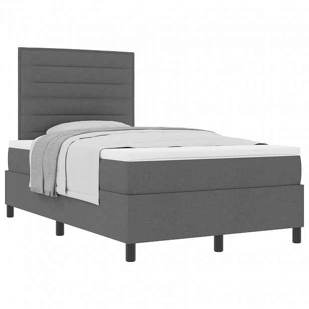 vidaXL Postel s boxspringem s matrací Tmavě šedá 120 x 190 cm textil