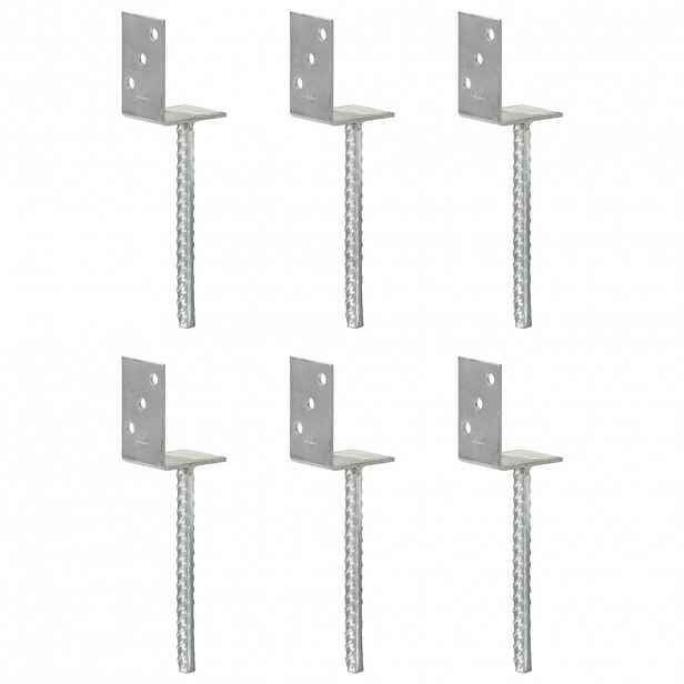 vidaXL Plotové kotvy 6 ks stříbrné 8 x 6 x 30 cm pozinkovaná ocel