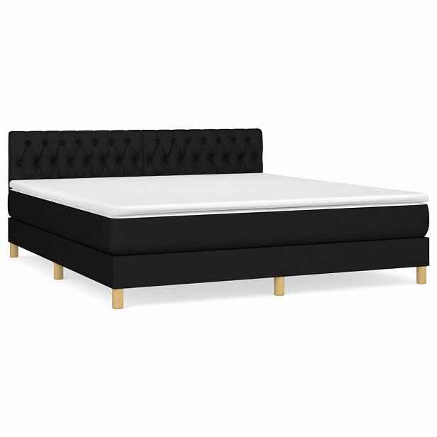 vidaXL Box spring postel s matrací černá 180x200 cm textil