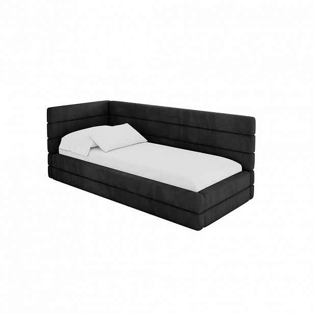ALTDECOR JEDNOLŮŽKOVÁ POSTEL pro mládež s úložným prostorem, vpravo - BEMY 90x200 černá