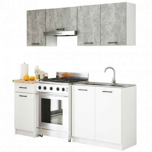 RAUMHIRSCH FURNITURE KUCHYŇSKÝ BLOK Beton, bílá 203/180/46
