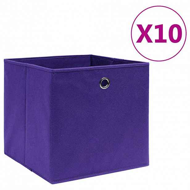 vidaXL Úložné boxy 10 ks netkaná textilie 28 x 28 x 28 cm fialové
