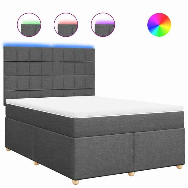 vidaXL Box spring postel s matrací tmavě šedý 140 x 190 cm textil