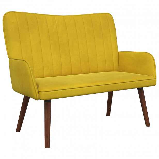 vidaXL Sofa pro dvě osoby Žlutá 115 x 61 x 87 cm Samet