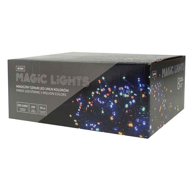 Ecolight světelný řetěz 50 m, 1000 Led, vícebarevný, 8 režimů, IP44