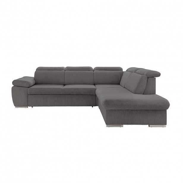 luma-home ROHOVÁ POHOVKA s funkcí rozkládání, úložný prostor, nastavitelné opěrky hlavy, otoman vpravo, Š283/H228/V102 cm, manšestr tmavě šedý / 17217