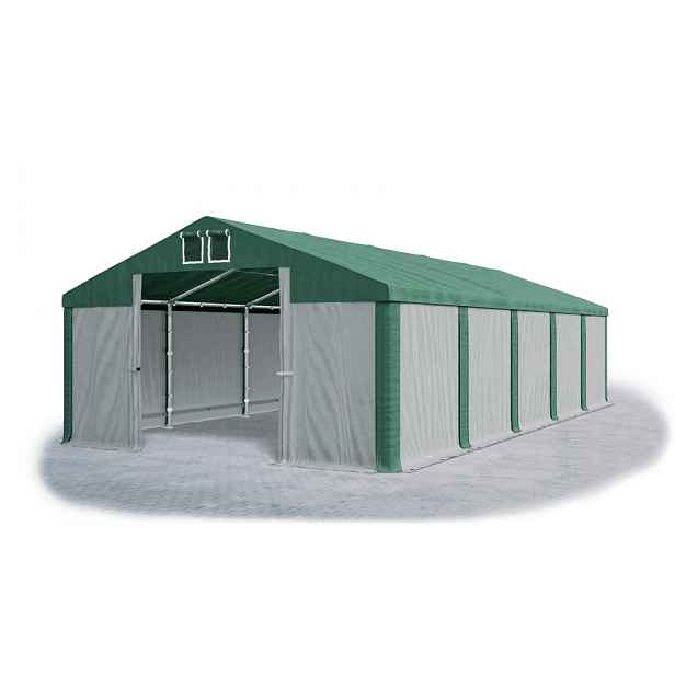 Skladový stan 5x10x2,5m střecha PVC 560g/m2 boky PVC 500g/m2 konstrukce ZIMA PLUS Zelená Šedá Zelená