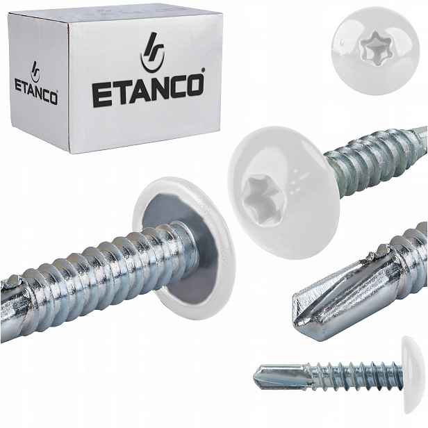 Šrouby do kovu Torx 5 mm 5,5 x 25 mm Ral 9010 500 ks Etanco GT5 Ph