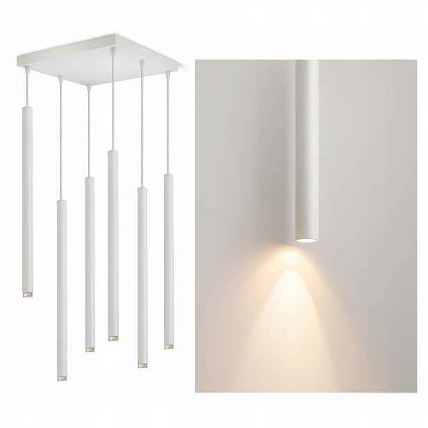 Stropní závěsná lampa Laser Sopel Tuba 854-AZ6 Bílá G9 6-bodová Led