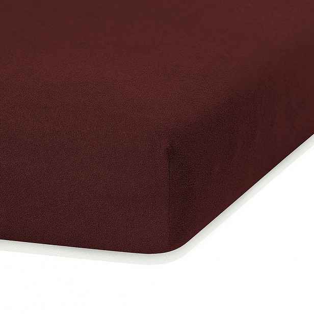Tmavě hnědé elastické prostěradlo s vysokým podílem bavlny AmeliaHome Ruby, 200 x 120-140 cm