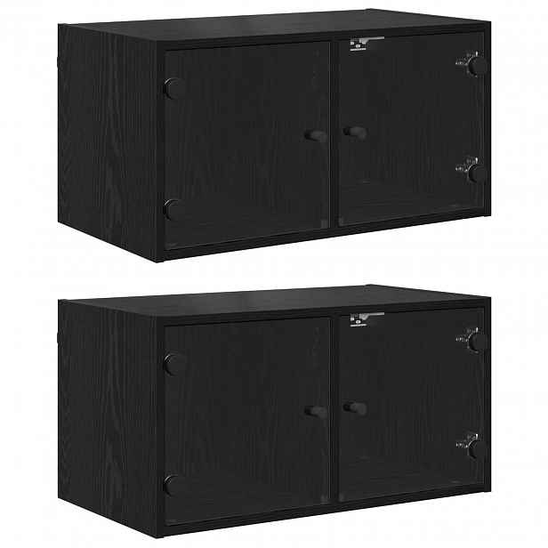 vidaXL Nástěnné skříně 2 ks 68 x 37 x 35 cm Kompozitní dřevo Černý dub