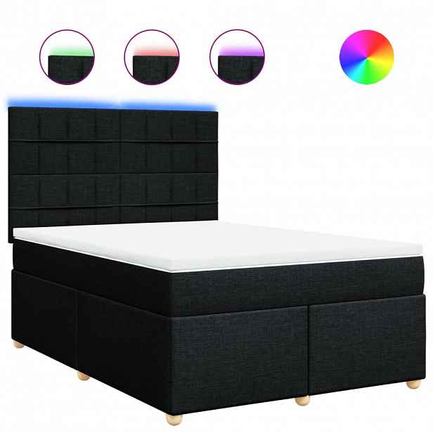 vidaXL Box spring postel s matrací černá 140 x 190 cm textil