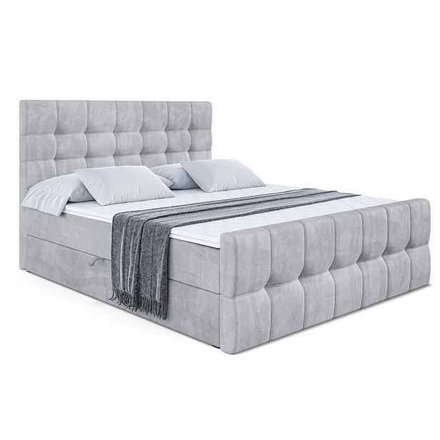 ALTDECOR KONTINENTÁLNÍ POSTEL s matrací H3 - BERO-Z - 200x200 cm Šedá