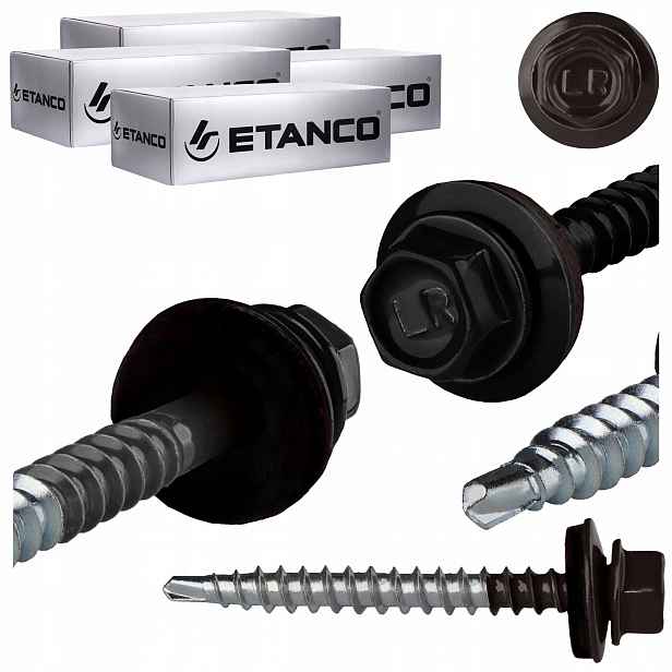 Farmářské vruty 4,8x50 mm Ral 9005 400 ks plechových vrutů Etanco GTF2 Z14