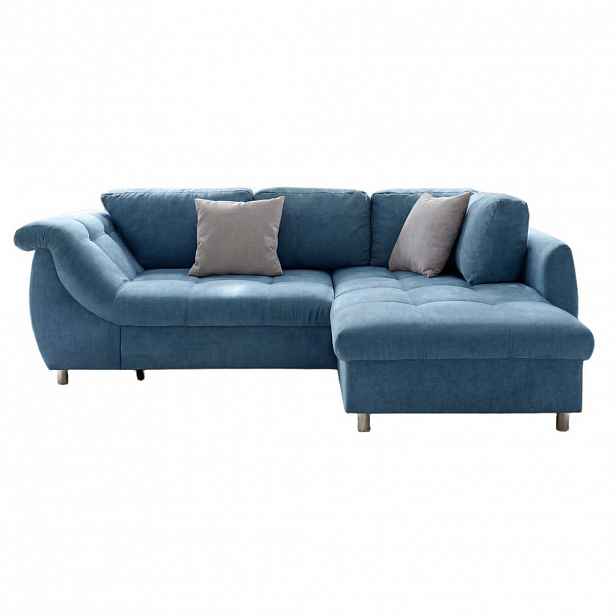 luma-home ROHOVÁ POHOVKA s funkcí rozkládání, úložným prostorem, pružinovým jádrem, otomanem vpravo, 250 × 190 × 84 cm (Š×H×V), mikrovlákno, modrá / 1