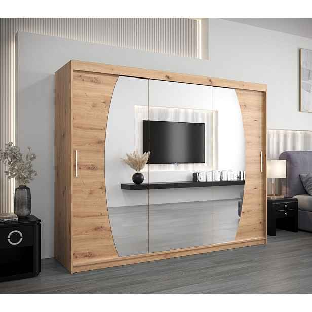 Šatní skříň NATALIE - šířka 250 cm, dub artisan