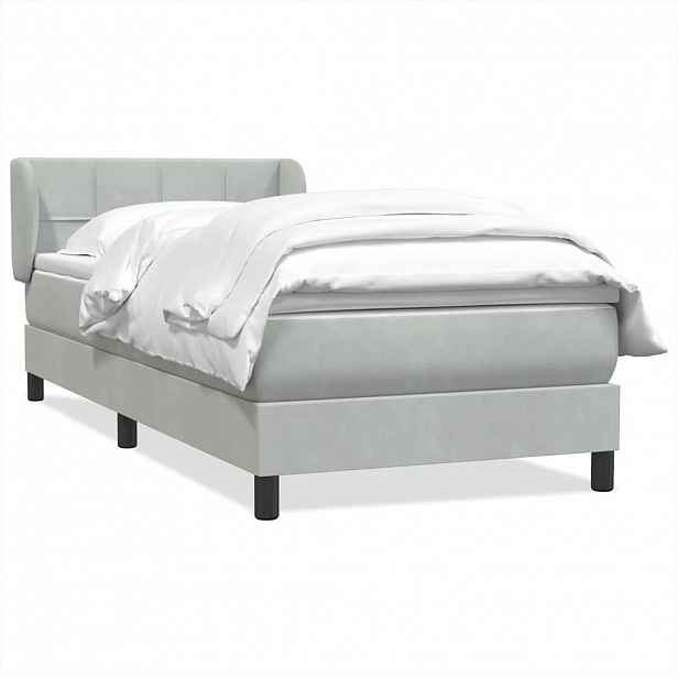 vidaXL Box spring postel s matrací světle šedá 80x220 cm samet