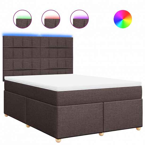 vidaXL Box spring postel s matrací tmavě hnědá 140x190 cm textil