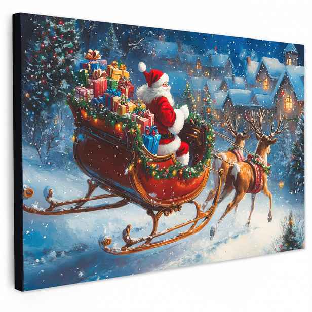 MuchoWow OBRAZ NA PLÁTNĚ Otec Vánoc - sobi - Vánoce - sníh 30x20 cm
