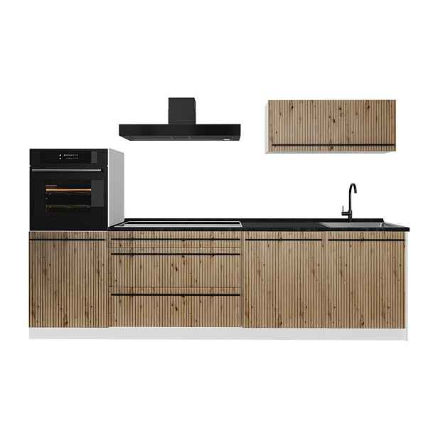 Vicco KUCHYŇSKÝ KOUT R-Line, Řemeslný dub/Bílá, 280 cm pracovná doska antracitová