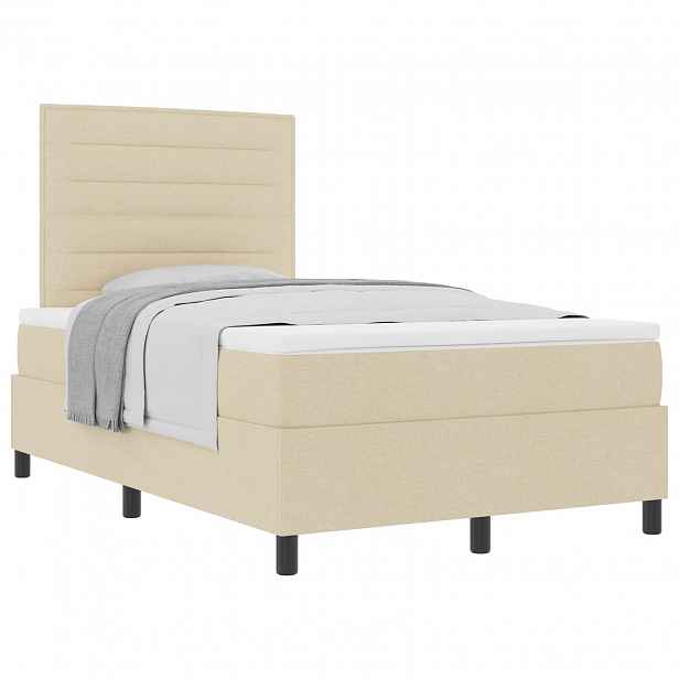 vidaXL Postel s boxspringem s matrací Krémová 120 x 190 cm textil
