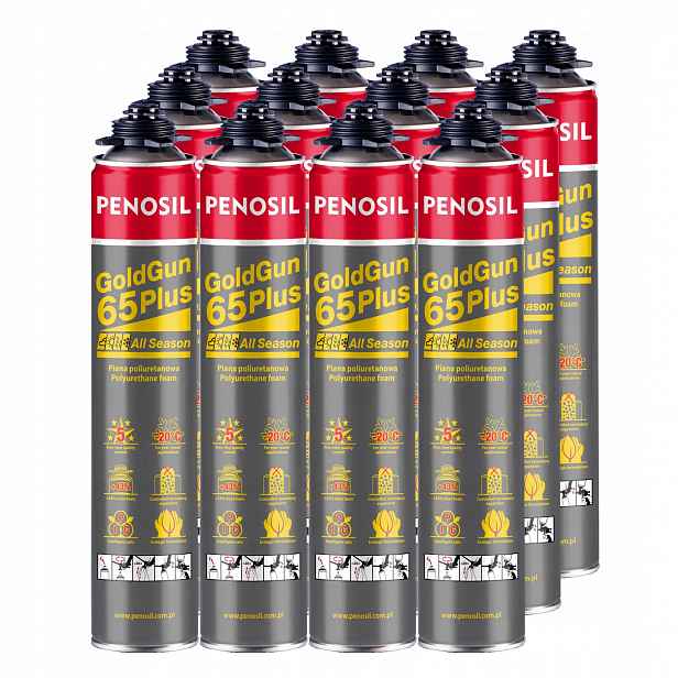 12x Zimní montážní pěna Max Výkonná Gold Gun 65 Plus Penosil od -20'C