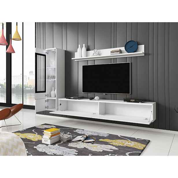 Moderní obývací stěna Vafo, bílá + LED podsvícení HELCEL