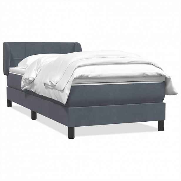 vidaXL Box spring postel s matrací tmavě šedá 80x220 cm samet