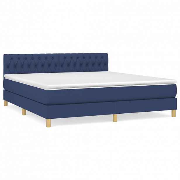 vidaXL Box spring postel s matrací modrá 180x200 cm textil
