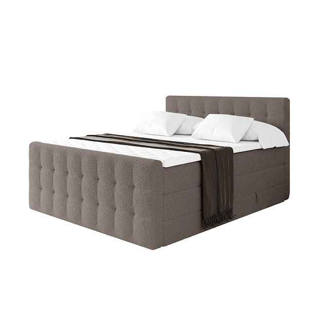ALTDECOR BOXSPRINGOVÁ POSTEL s matrací H3/H4 - IGAN-Z KING - 200x200 cm Hnědá