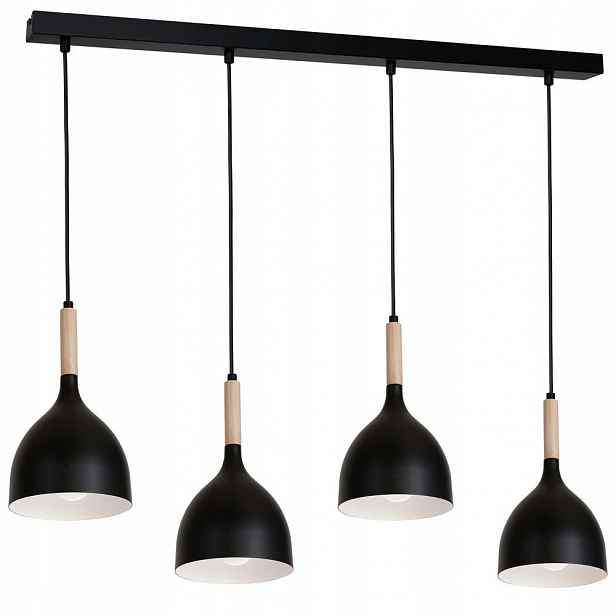 Černá 4-bodová závěsná lampa na liště Noak Wood 1876 Luminex