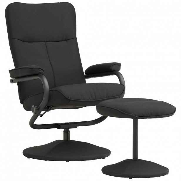 P & B RELAXAČNÍ KŘESLO S TABURETEM, textil, černá